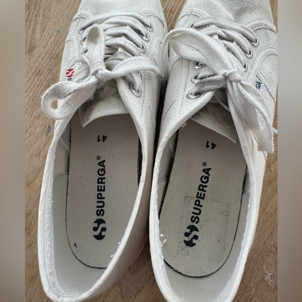 SUPERGA White Platform Sneakers Womens Size 41 - Picture 7 of 9